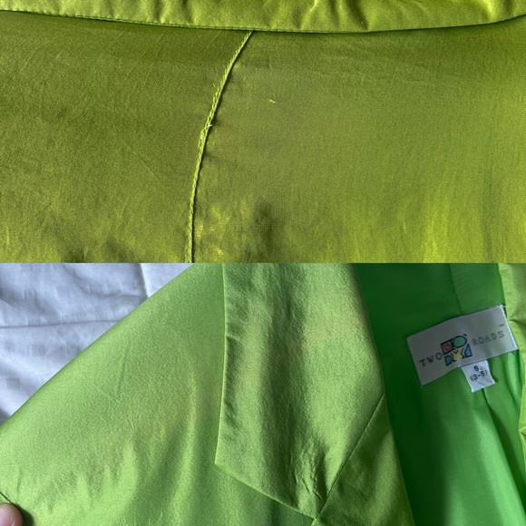 Vintage Silk Oversized 90s Y2K Lime Green Blazer S - Picture 12 of 12